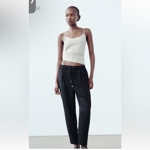 Zara black flowy ankle pants-Size L - Picture 1 of 6